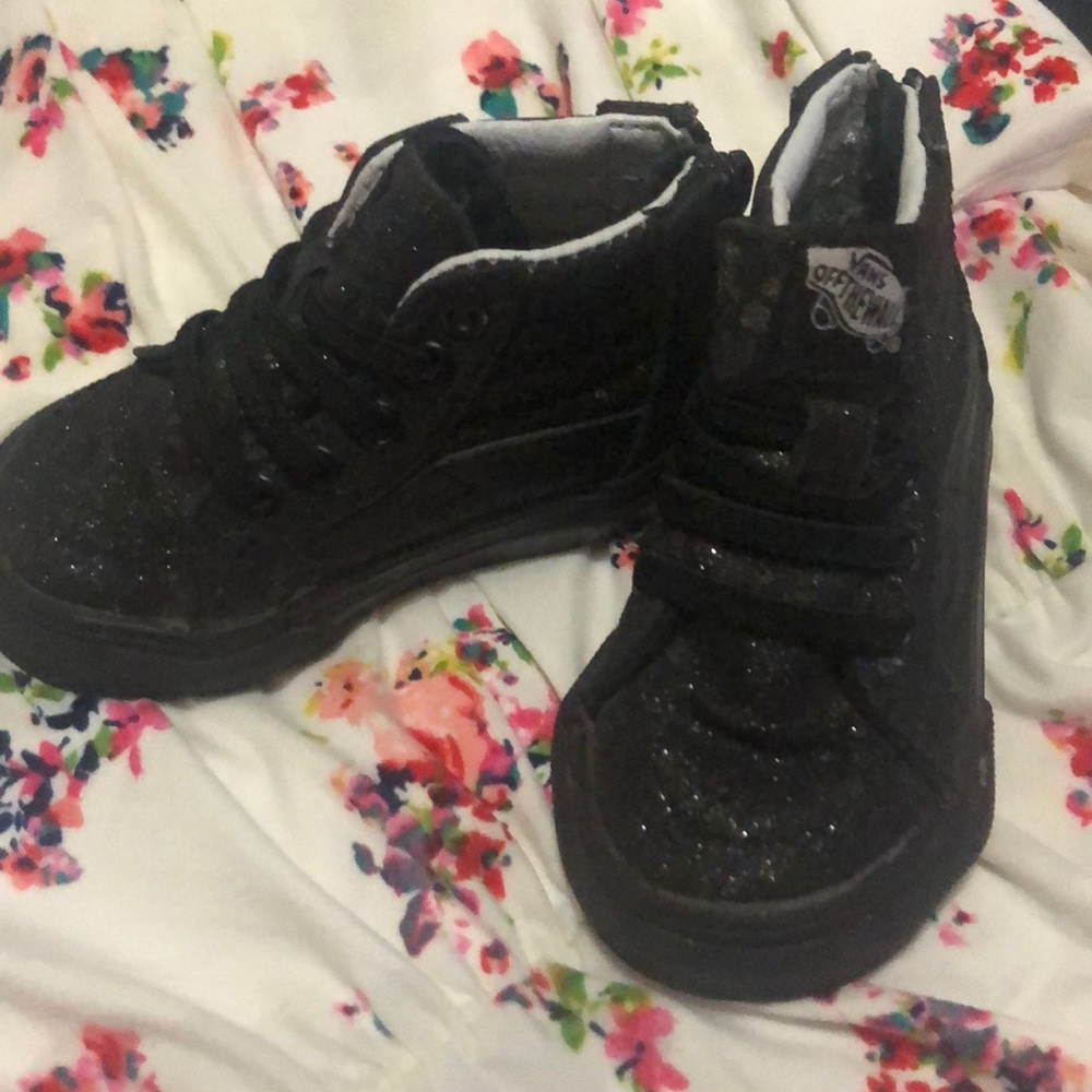 Toddler vans high tops black glitter size 4